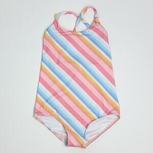 Billabong‎ Kids Magic Hour One Piece Pastel Stripe Print Swimsuit Size 8